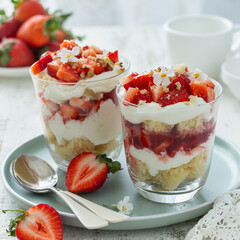 strawberry trifle in glass