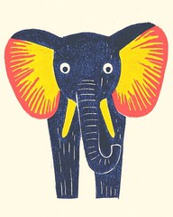 Obraz premium Playful Elephant Illustration with Vibrant Ears