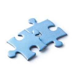 Two interlocking blue puzzle pieces on a white background.