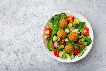 Vegan falafel and vegetables salad
