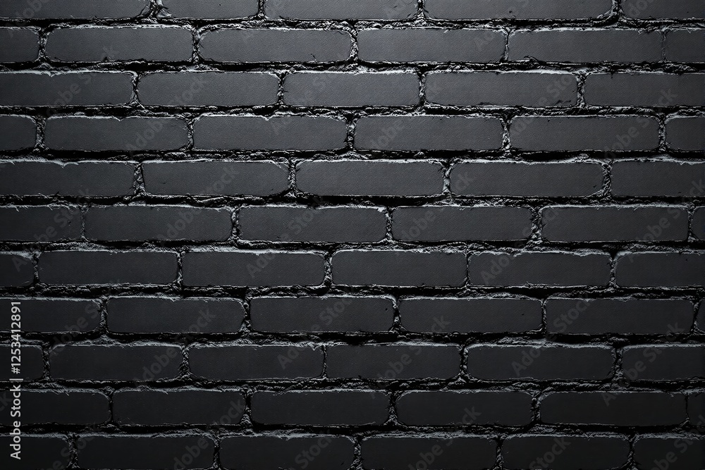 Poster black brick wall texture background with subtle lighting and shadows.