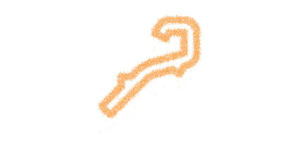 Icon staff is made of yellow grains of sand. Some grains of sand fall down. Transparent background. Black