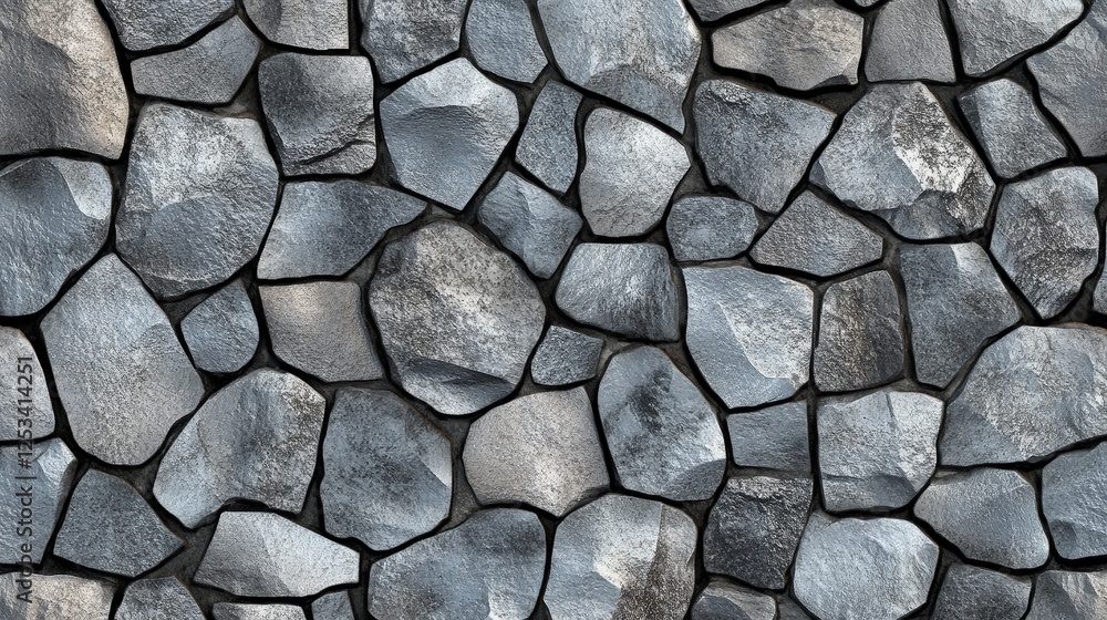 Aufkleber seamless gray cobblestone wall or road background texture. tileable grungy natural rock and stone sh