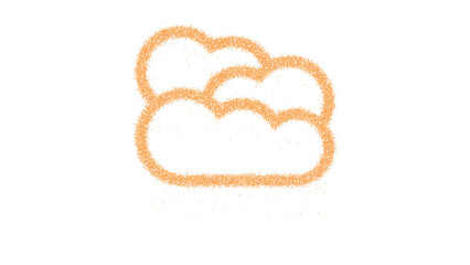 Icon smoke is made of yellow grains of sand. Some grains of sand fall down. Transparent background. Black