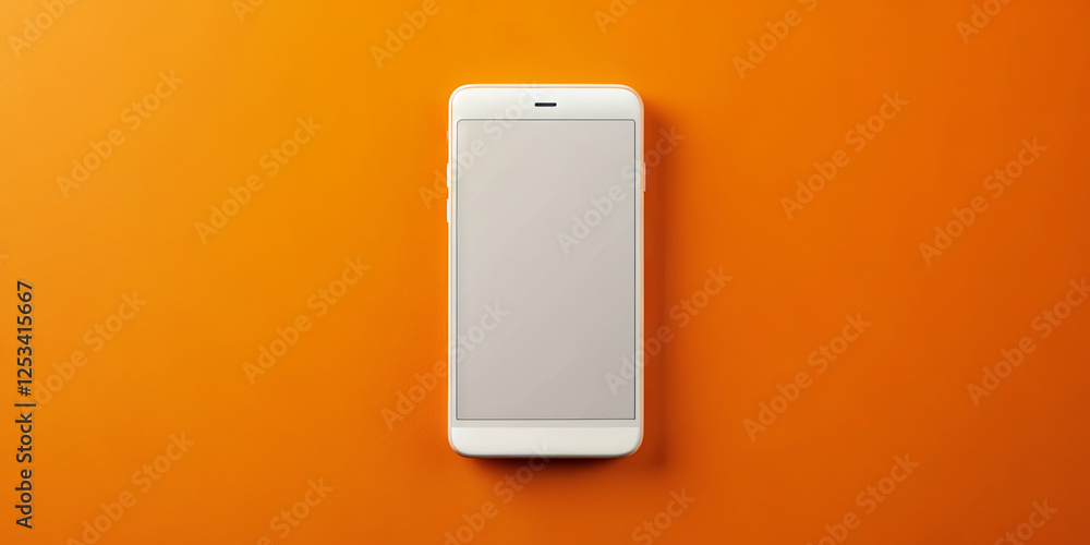 Poster a sleek white smartphone is centered against a bold orange backdrop, emphasizing its minimalist styl
