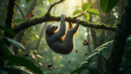 A vibrant bird of paradise perched on a tree branch