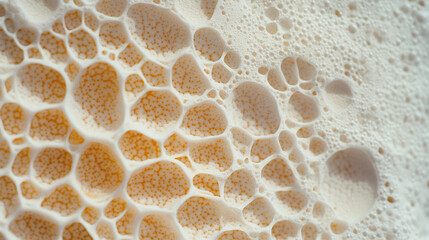 Close-up shot of beer bubbles. 