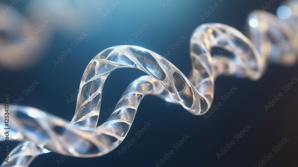 Poster close up of a twisting helix symbolizing dna structure, highlighting the intricate design and comple