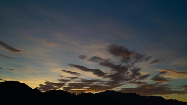 Timelapse of stunning textured sky in the mountains on the seashore