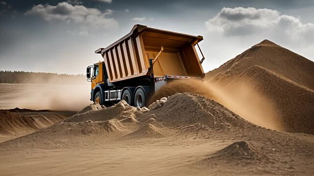 Truck transporting sand.