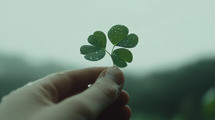 hand holding a shamrock.