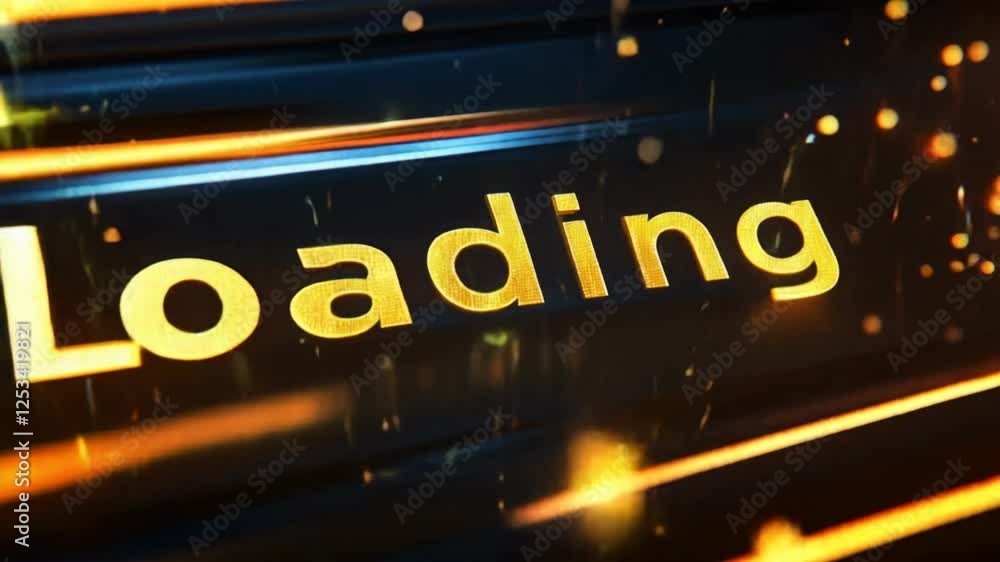 Poster a vibrant and eyecatching loading graphic showcasing sparkling particles, along with brilliantly glo