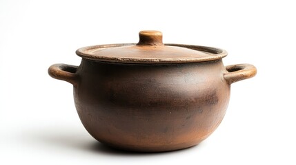 A traditional clay pot with a lid, used for cooking or serving food.