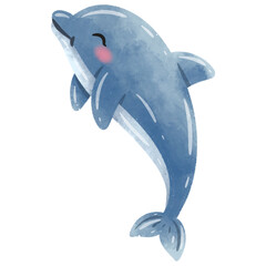 Cute Dolphin Jumping Watercolor Illustration