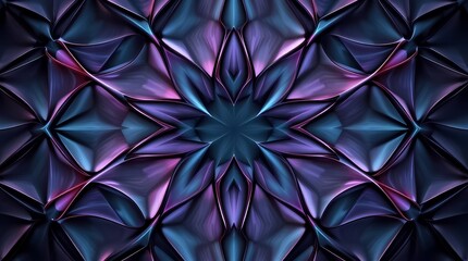Colorful geometric pattern with shades of blue, purple, and pink in intricate design. Generative AI