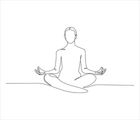 One continuous line drawing of women yoga pose concept. single line of yoga workout. editable stroke