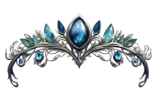 elegant silver tiara with blue gemstones clip art preview