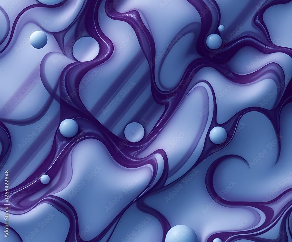 Poster fluid patterns and textures in blue and purple colors create a mesmerizing abstract design. generati