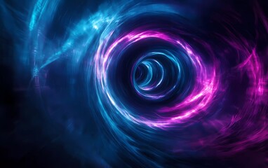 Abstract neon background with glowing blue, pink, and purple lines in a dark room. Glowing light effect. Neon arrows on a grunge wall. Dark