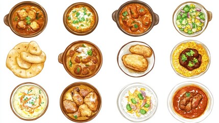 A variety of delicious dishes displayed in bowls, showcasing diverse cuisines.
