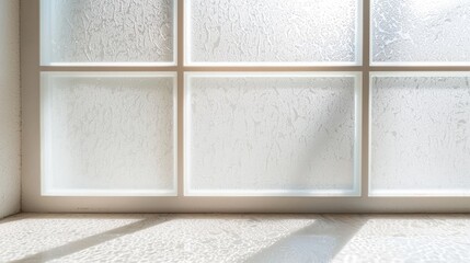 Sunlit frosted glass window, interior view, light, home