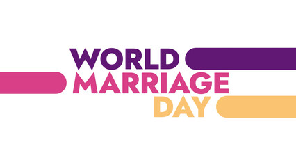 World Marriage Day colorful text typography on white or black background banner illustration great for wishing and celebrating awareness for Happy World Marriage Day