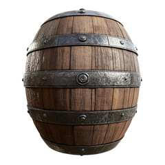 Obraz premium a wooden barrel with metal straps on a white background