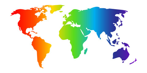 Vector illustration of world map in Zero Discrimination Day rainbow on transparent background © NAVIN