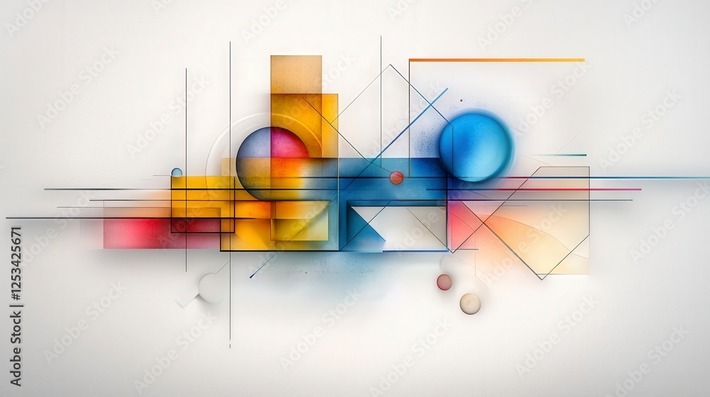 Poster Dynamic balance of symmetry and asymmetry in abstract design modern art space digital graphic minimalist style