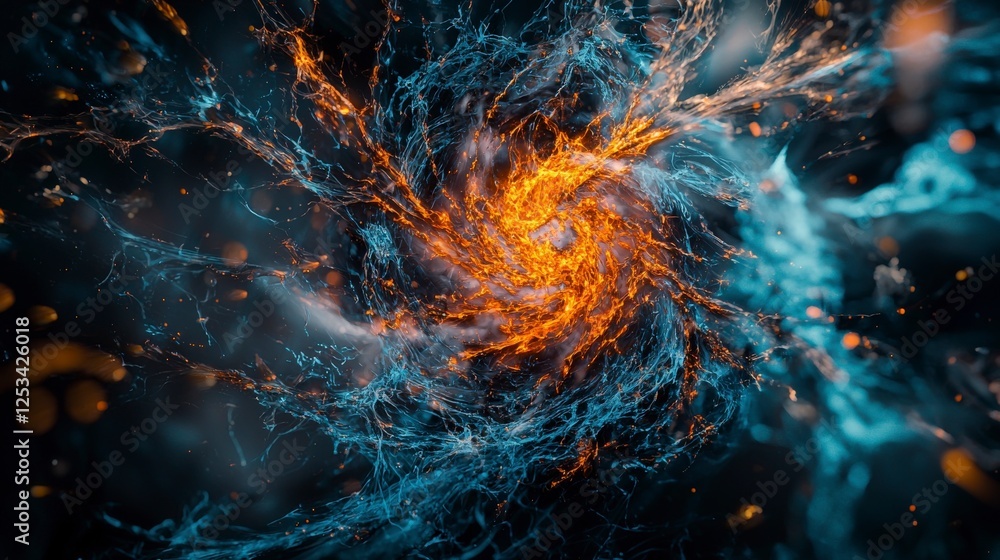 Poster Dynamic motion pattern of energy swirling abstract space digital art cosmic environment close-up view conceptual design