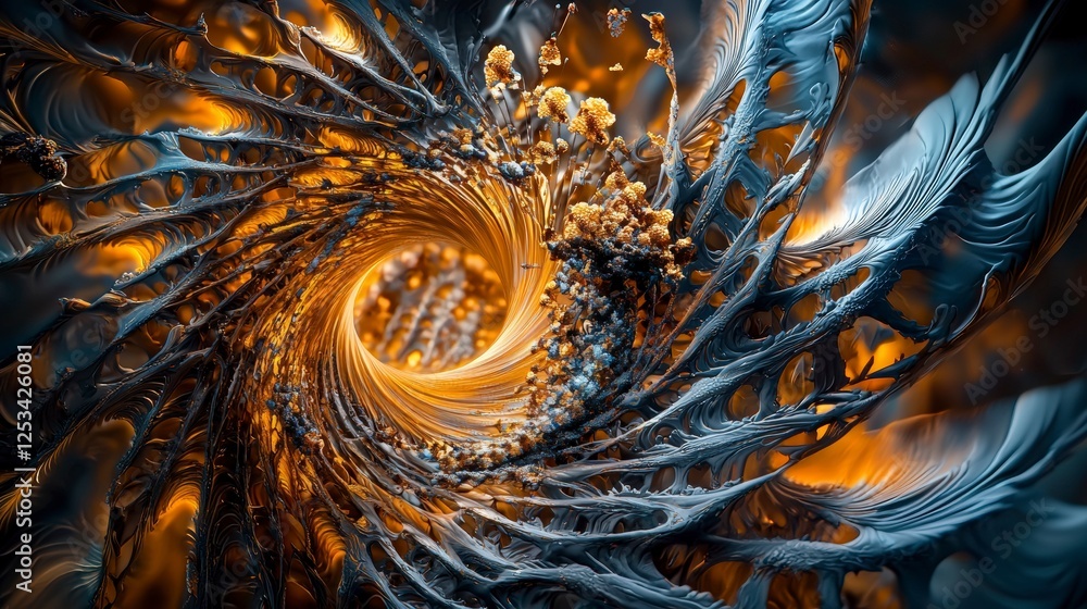 Poster Dynamic motion patterns abstract universe digital art vivid colors close-up visual complexity for seo impact