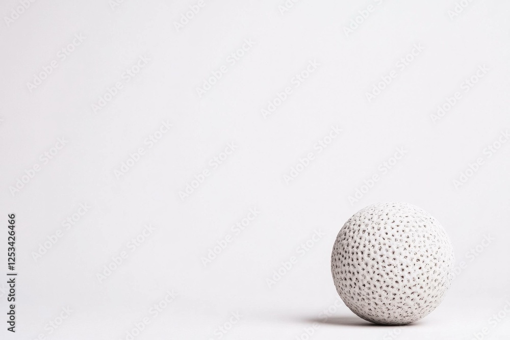 Poster minimalistic white decorative sphere with intricate pattern on a light background, perfect for moder