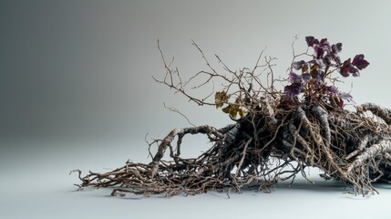 Naklejka premium Intertwined roots and vines abstract nature art studio digital design minimalist environment close-up view