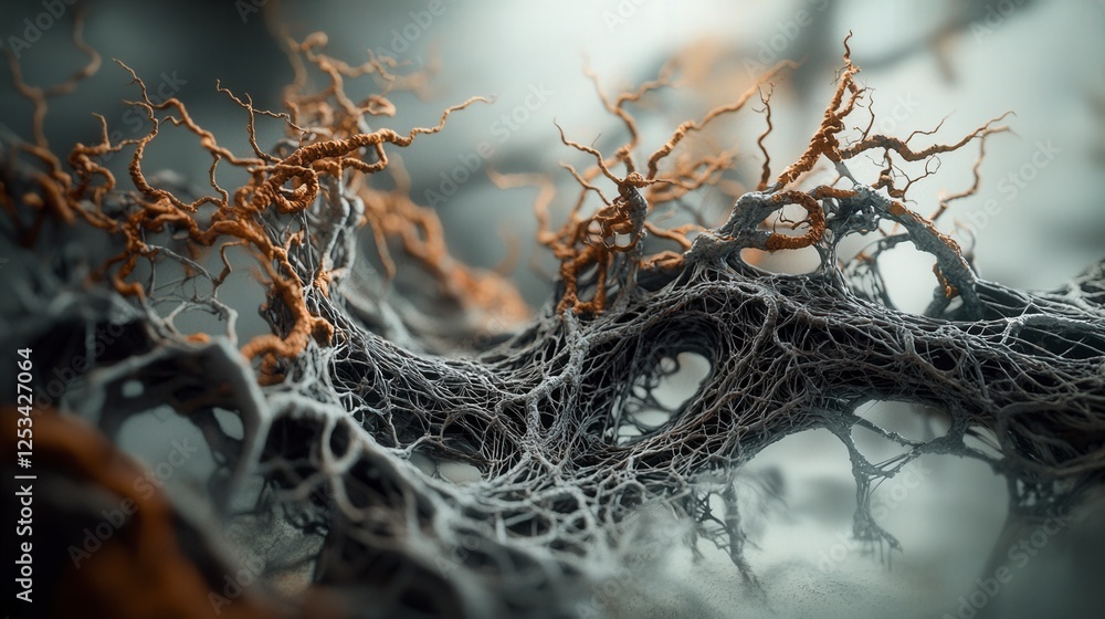 Poster abstract minimalist vines and roots display nature 3d visualization artistic macro view growth conce