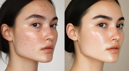 Before & After Skin Transformation with Natural Glow and Dark Spots Treatment for Blemish Reduction
