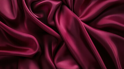 Obraz premium Luxurious Maroon Silk Fabric Draped Softly Elegant Wallpaper Texture