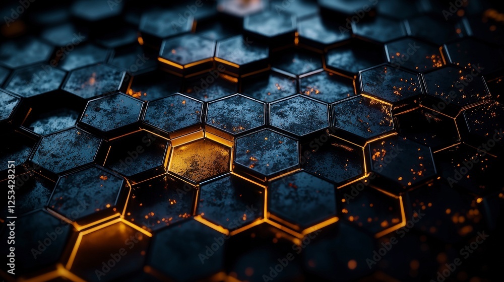 Leinwandbilder Illuminated hexagonal shapes digital art composition abstract environment unique perspectives for seo engagement