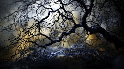 Obraz premium Intricate tree shadows create a weblike network forest nature photography mystical environment close-up view nature's design