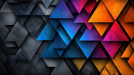 Obraz premium Dynamic layered triangular shapes in gradient shades abstract design digital art vibrant colors artistic perspective
