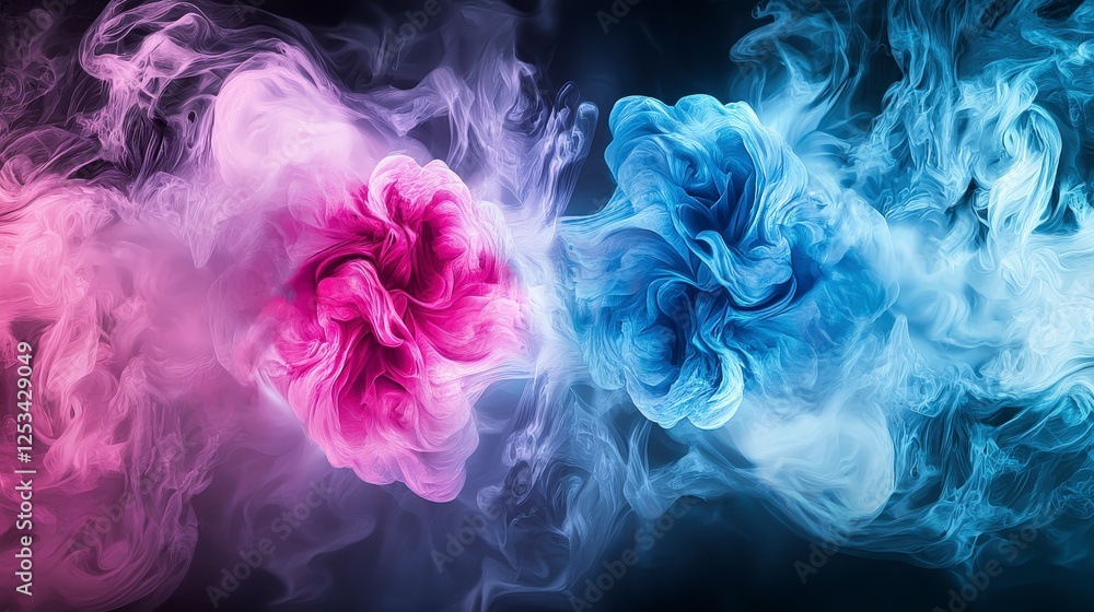 Leinwandbilder swirling mistlike diffusion of blue and pink hues abstract art digital creation studio setting close