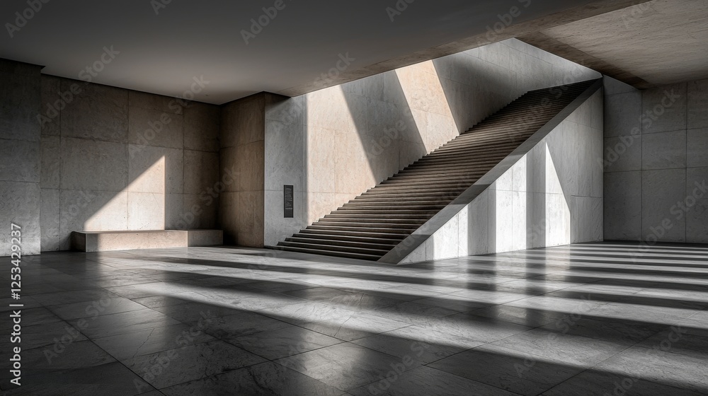 Leinwandbilder geometric shadows and light play in modern architecture indoor space abstract art minimalism dynamic
