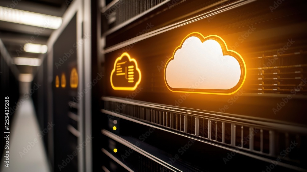 Aufkleber cloud computing technology concept in modern data center infrastructure