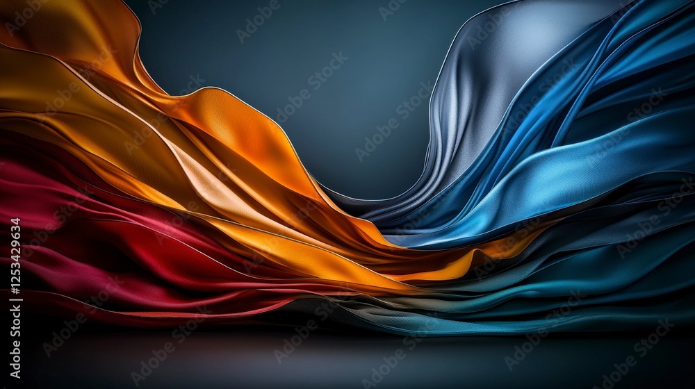 Fototapete dynamic color transitions in fabric textures studio setting abstract art soft shadows artistic persp