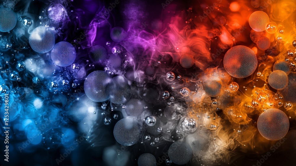 Fototapete colorful dots in motion abstract background digital art vibrant environment close-up view progressiv