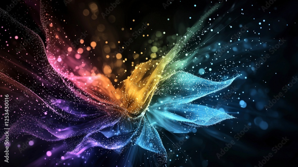 Aufkleber Dynamic light motion colorful abstract digital art with seamless movement in a visual environment