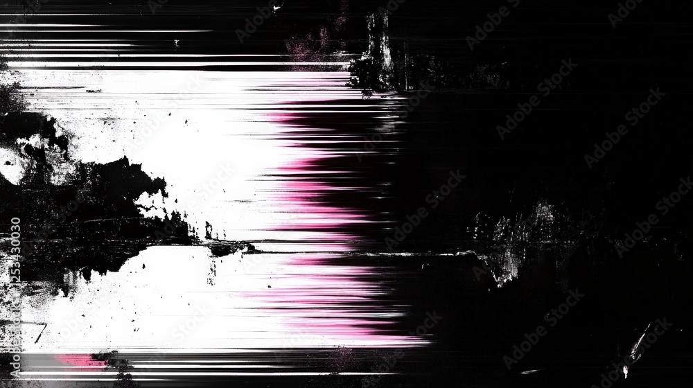 Poster abstract distorted black and white motion glitch overlay with unique patterns and textures for creat