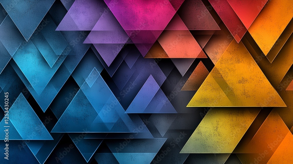 Poster layered triangular shapes in vibrant colors abstract art digital design modern environment artistic 