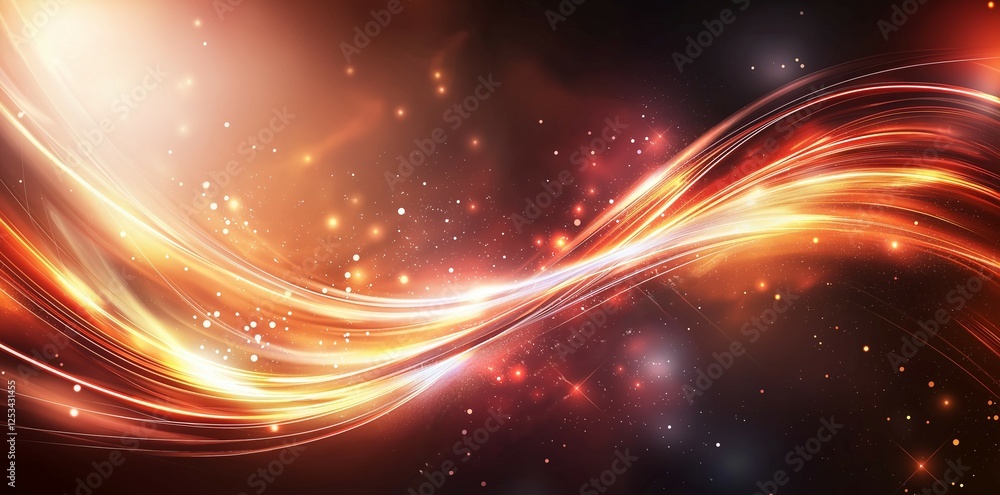 Poster a vibrant light streaks create dynamic background with glowing particles, evoking energy and movemen
