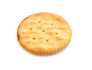 Stack cracker cookies on white background