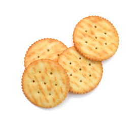 Stack cracker cookies on white background